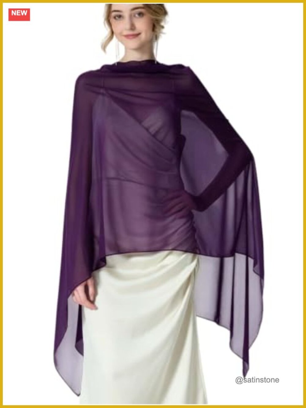 Chiffon Cape Shawl Sheer Poncho Wrap Scarf for Women Wedding Evening Formal